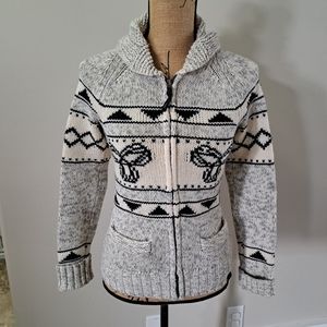 Aritzia TNA Sea to Sky wool zip up sweater (light grey)